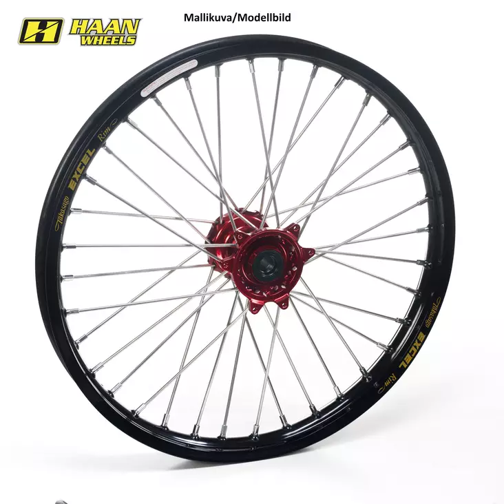 Haan wheel BETA 13- 21-1,60 RED HUB/BLACK RIM - Motocross fälgsats - 540-111501-936 - 1