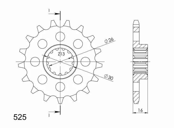Supersprox / JT Front sprocket 313.16 - MC Framdrev - 27-1-313-16 - 1