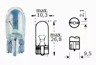 Glödlampa 12v 3w 2,1x9,5d - MC Glödlampor - 12-71636 - 1