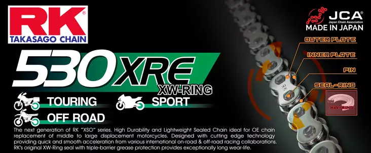 RK 530XRE XW-ringchain +CLF(nitlås.) - MC Kedjor - 282-530195-116 - 1