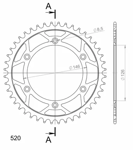 Supersprox / JT Rear sprocket 808.47 - Motocross bakdrev - 27-2-808-47 - 1
