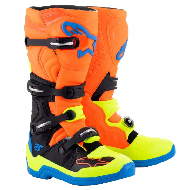 MC-Stövlar Alpinestars Tech 5, orange fluo/blå/ gul fluo - Crosstövlar - D438427 - 1
