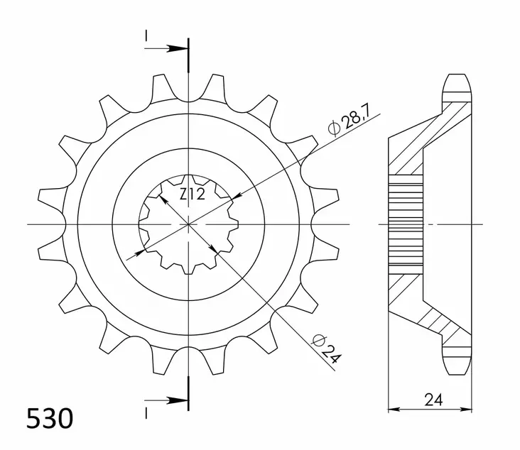 Supersprox / JT Front sprocket 528.17 - MC Framdrev - 27-1-528-17 - 1
