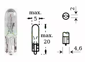 Glödlampa 12v 1,2w w 2x4,6d - MC Glödlampor - 12-71637 - 0