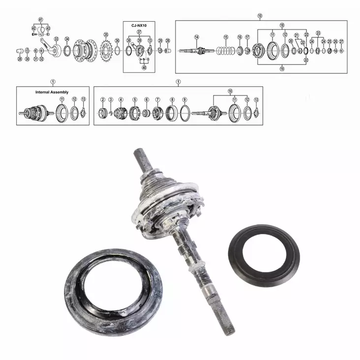 SHIMANO NEXUS 7-V (SG-7C25), Drivare + axel enhet - Baknav Shimano 7-v - 64207 - 1