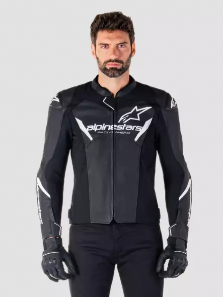 MP-nahkatakki Alpinestars Faster v3 Airflow, musta/valkoinen - MC skinnjackor - D496898 - 3