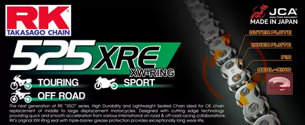 RK 525XRE XW-ringchain +CLF(nitlås.) - MC Kedjor - 282-525195-118 - 1