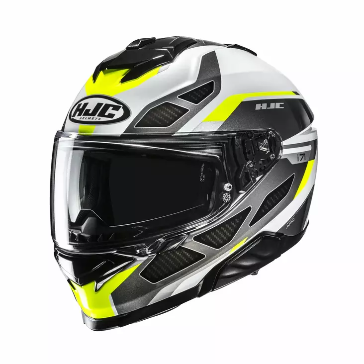 HJC hjälm i71 Zest, grå/vit/fluo gul (MC3H) - MC integralhjälmar - 630-26588 - 1