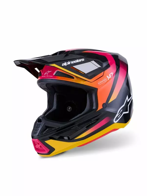 Crosshjälm Alpinestars S-M7 Rise, svart/gul/rosa - Crosshjälmar - D513798 - 1