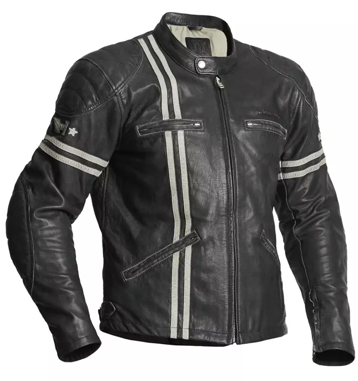 Skinnjacka Halvarssons Dresden, svart/vit - MC skinnjackor - 710-68273002-48 - 1