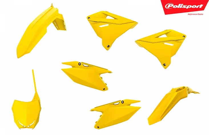 Polisport plastkit Suzuki RM125/250 (01-08) Restyling 19 style, Gul - Motocross plastsats - 178-90868 - 1