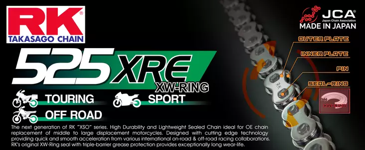 RK 525XRE XW-ringchain +CLF(nitlås.) - MC Kedjor - 282-525195-118 - 1