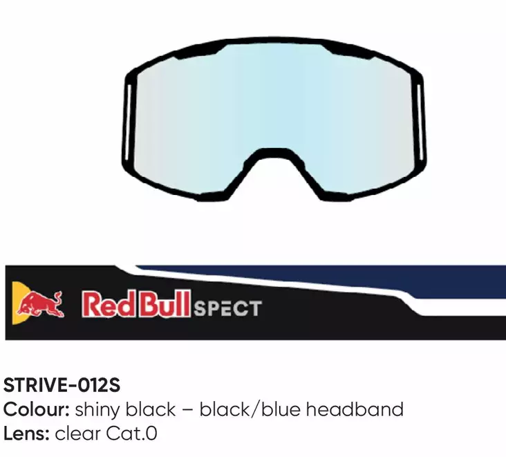 Spect Red Bull Strive MX Goggles Single lens Black/Blue clear - Glasögon linser - 674-220108 - 1