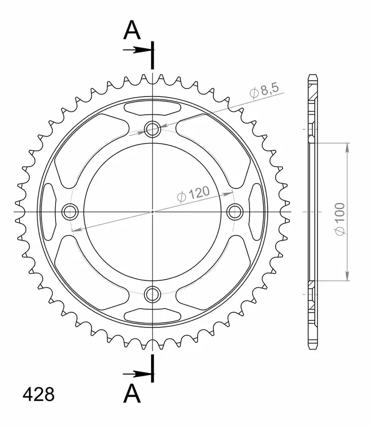 Supersprox Steel Rear sprocket SU RM80/85 / YA YZ80/85 Black 48 - MC Bakdrev - 27-2-998-48 - 1
