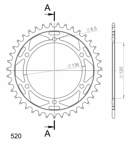 Supersprox / JT Rear sprocket 846.39 - MC Bakdrev - 27-2-846-39 - 1