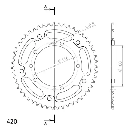 Supersprox Stealth Rear sprocket KA KX80/85 Gold 51 - Motocross bakdrev - 272-457-RST-51-9 - 1