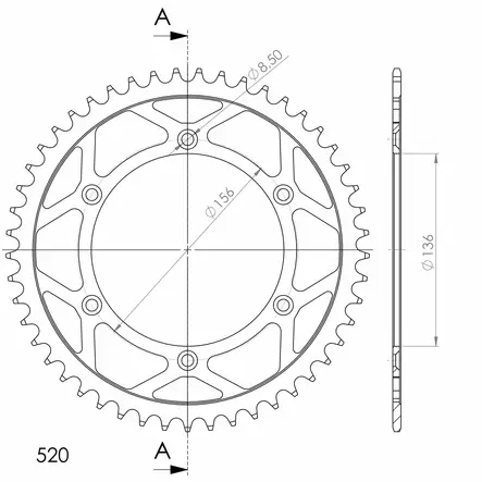 Supersprox Steel Rear sprocket Beta/GasGas/Husqv. Black 49 - MC Bakdrev - 27-2-1512-49 - 1