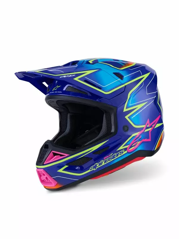 Crosshjälm Alpinestars S-M7 Cast, blå/rosa/fluo gul - Crosshjälmar - D513809 - 1