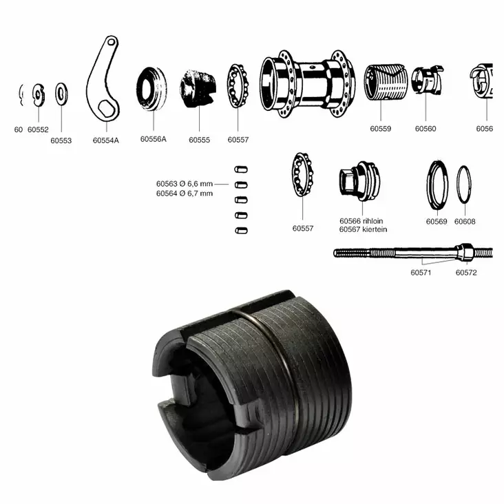 Bromscylinder FAVORIT stål, 1-vxl - Baknav Favorit 1-v - 60559 - 1