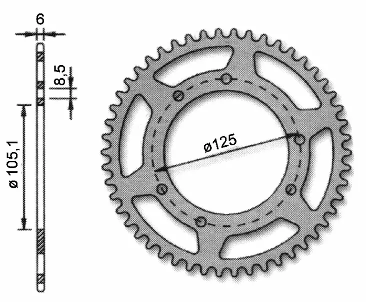 Forte Bakdrev, 50 t. (420), Ø105mm, Aprilia / Derbi / Drac / Rieju / Yamaha - Bakhjul - 27-70479 - 1