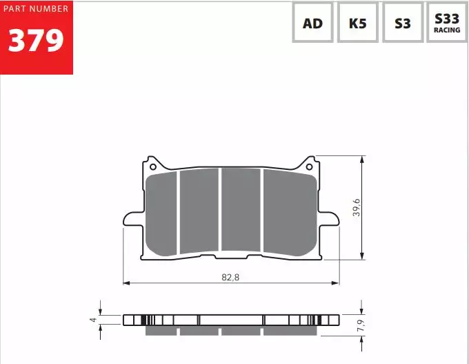 GOLDFREN Bromsbelägg 379 Ceramic carbon AD - ATV bromsbelägg - 48-12-379 - 1