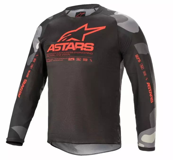 Alpinestars Junior crosströja Racer Tactical Camo/Röd Fluo - Barn crosströjor - D383829 - 1