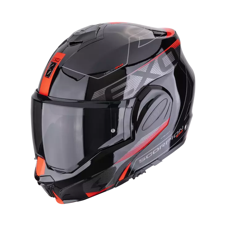 SCORPION hjälm EXO-TECH EVO Traveller, svart/röd - MC öppningsbara och öppna hjälmar - 649-25299 - 1