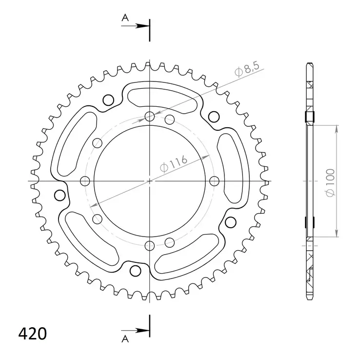 Supersprox Stealth Rear sprocket KA KX80/85 Gold 51 - Motocross bakdrev - 272-457-RST-51-9 - 1