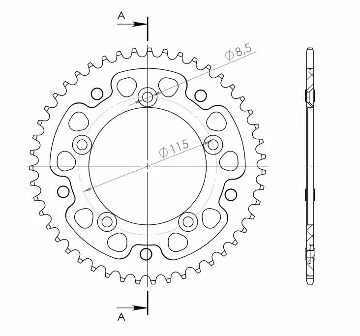 Supersprox Stealth Rear sprocket KTM SX65 46 - Motocross bakdrev - 272-4-RST-46-9 - 1