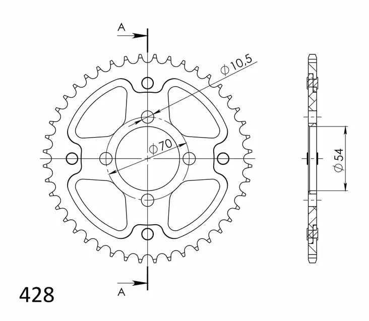 Supersprox Stealth Rear sprocket Gold - MC Bakdrev - 272-1206-RST-42-9 - 0