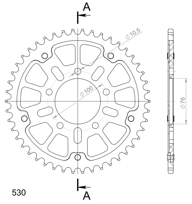 Supersprox Stealth Rear sprocket Gold - MC Bakdrev - 272-7090-RST-46-9 - 0