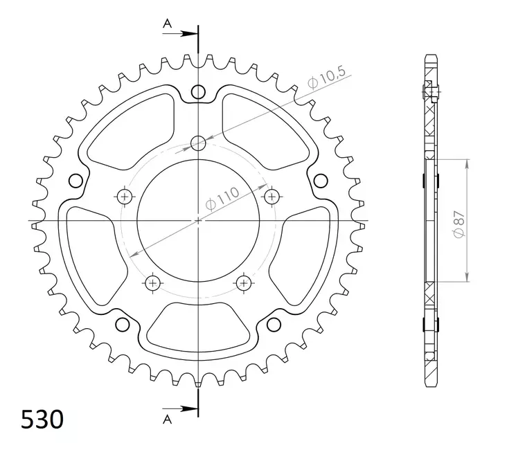 Supersprox Stealth Rear sprocket Gold - MC Bakdrev - 272-829-RST-45-9 - 1