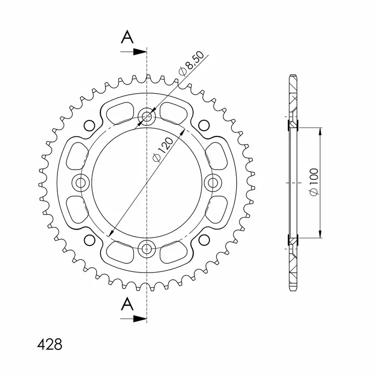 Supersprox Stealth Rear sprocket SU RM80/85, YA YZ80/85 Gold 47 - Motocross bakdrev - 272-998-RST-47-9 - 1