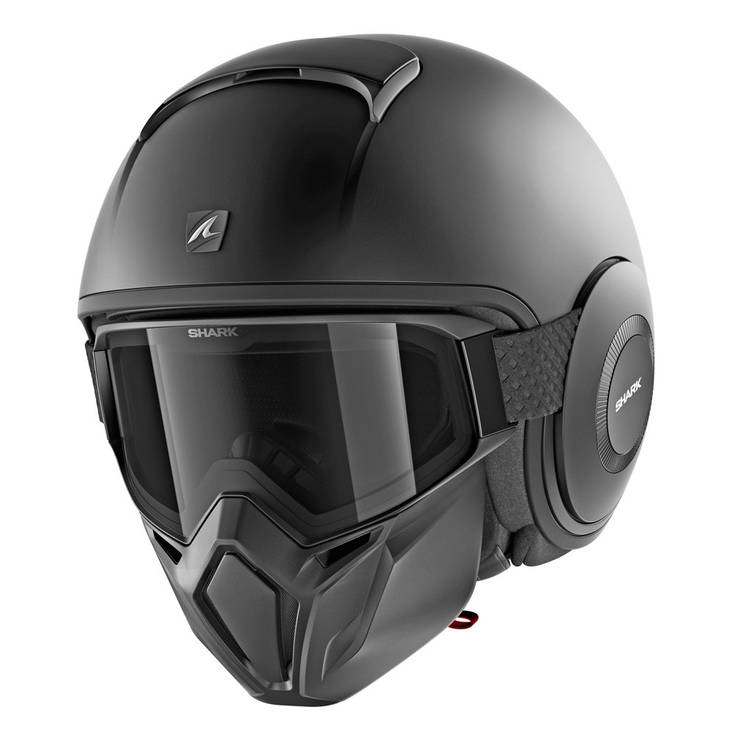 Shark Street Drak, matt svart - MC öppningsbara och öppna hjälmar - HE3306EKMA - 1