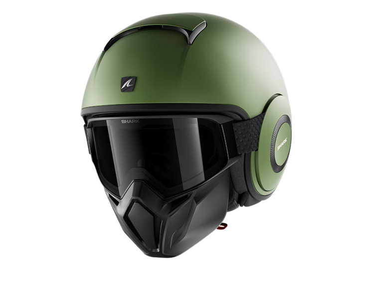 Shark Street Drak, matt grön - MC öppningsbara och öppna hjälmar - HE3306EGMA - 2