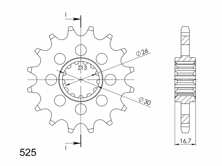 Supersprox Front sprocket 1370.16RB with rubber bush - MC Framdrev - 27-1-1370-16-RB - 1
