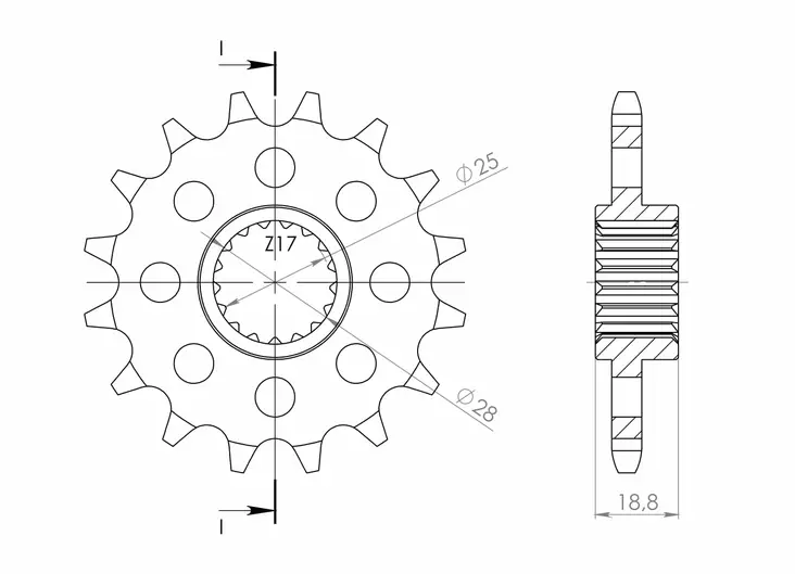 Supersprox / JT Front sprocket 704.16RB with rubber bush - MC Framdrev - 27-1-704-16-RB - 1