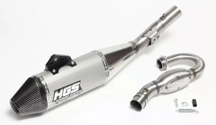 HGS Avgassystem 4T komplett Triumph TF250X 24-... Carbon end cap - Motocross 4-takt helsystem - 460-TF-224-CCG - 1