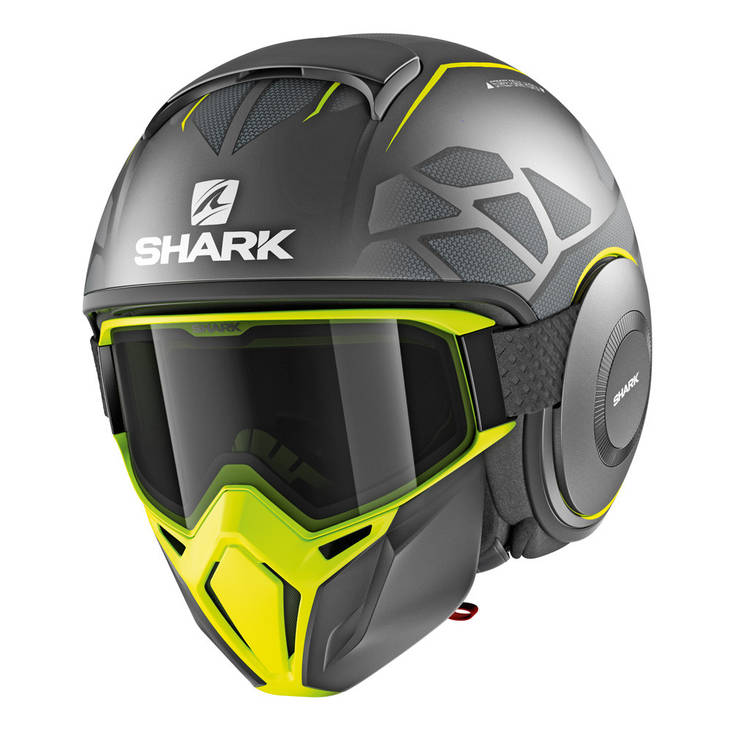MC- hjälm Shark Street Drak Hurok, svart/gul - MC öppningsbara och öppna hjälmar - HE3312EAYK-L - 1