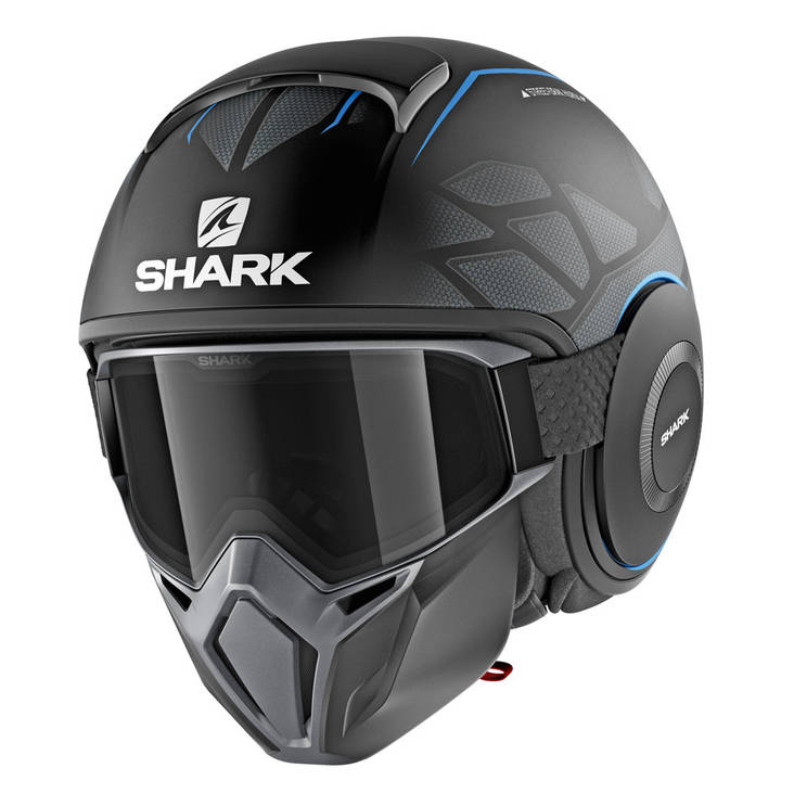 MC- hjälm Shark Street Drak Hurok, svart/blå - MC öppningsbara och öppna hjälmar - HE3312EKBK-L - 1