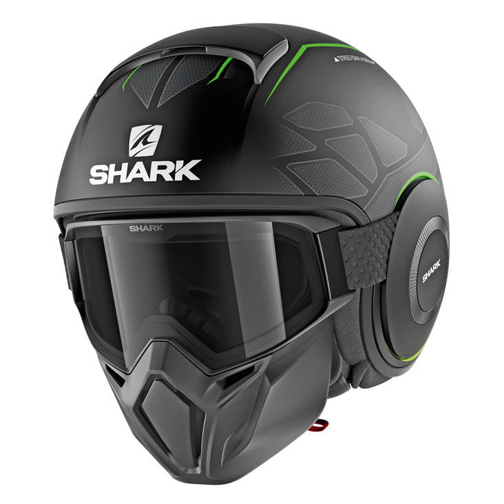 MC- hjälm Shark Street Drak Hurok, svart/grön - MC öppningsbara och öppna hjälmar - HE3312EKGK-L - 1