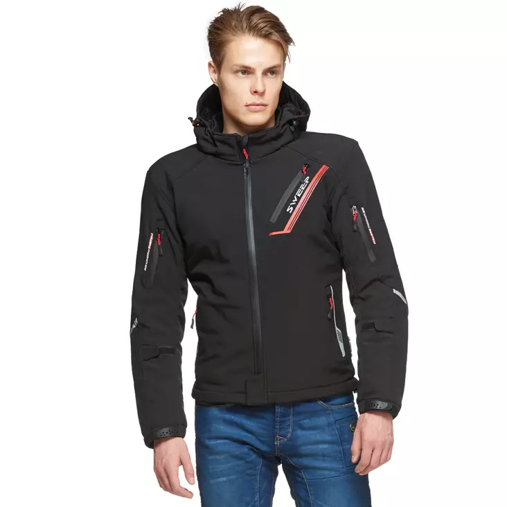 MC-jacka Sweep Breakout, vattentät softshell, svart/röd - MC jackor - TJBRO - 1
