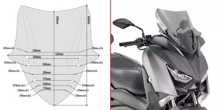 GIVI SPOILER YAM. X-MAX 300 (2017) - MC Vindrutor - 323-D2136S - 1