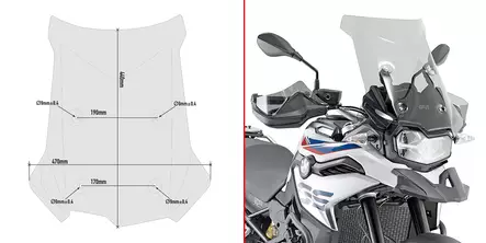 Givi Vindruta, Rökfärgad, 44 x 47 cm, BMW F750GS/ F850GS (2018-2022) - MC Vindrutor - 323-D5127S - 1