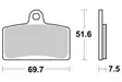 SBS Bromsklossats Sintered 821HS - MC Bromsbelägg - 23-821HS - 1