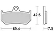 SBS Bromsklossats Sintered Bak 763LS - MC Bromsbelägg - 23-763LS - 1