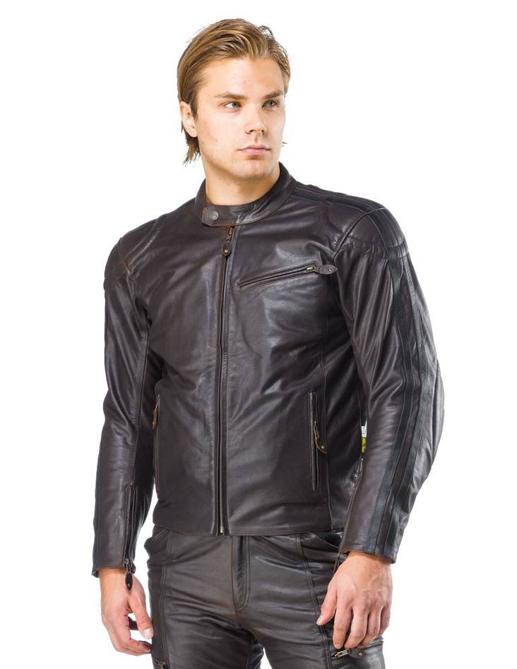 Skinnjacka Sweep Asphalt, brun - MC skinnjackor - LJASP-03-XS - 1