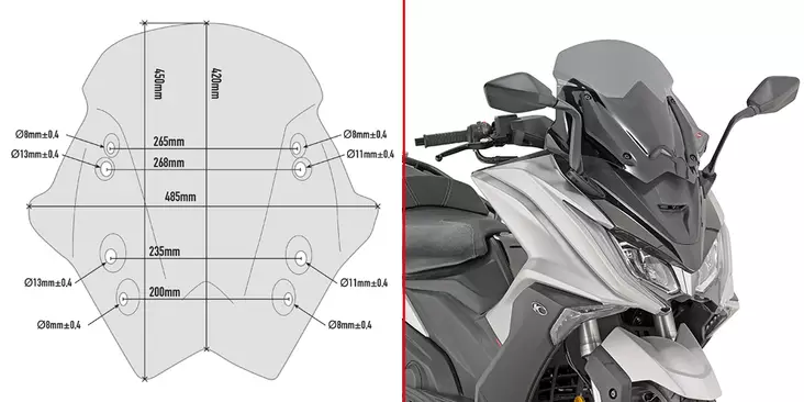 GIVI FUME' WINDSCREEN KYMCO AK 550 - MC Vindrutor - 323-D6110S - 1