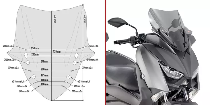 GIVI SPOILER YAM. X-MAX 300 (2017) - MC Vindrutor - 323-D2136S - 1