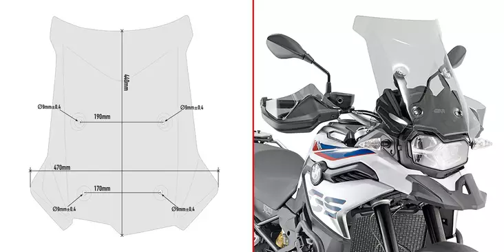 Givi Vindruta, Rökfärgad, 44 x 47 cm, BMW F750GS/ F850GS (2018-2022) - MC Vindrutor - 323-D5127S - 1